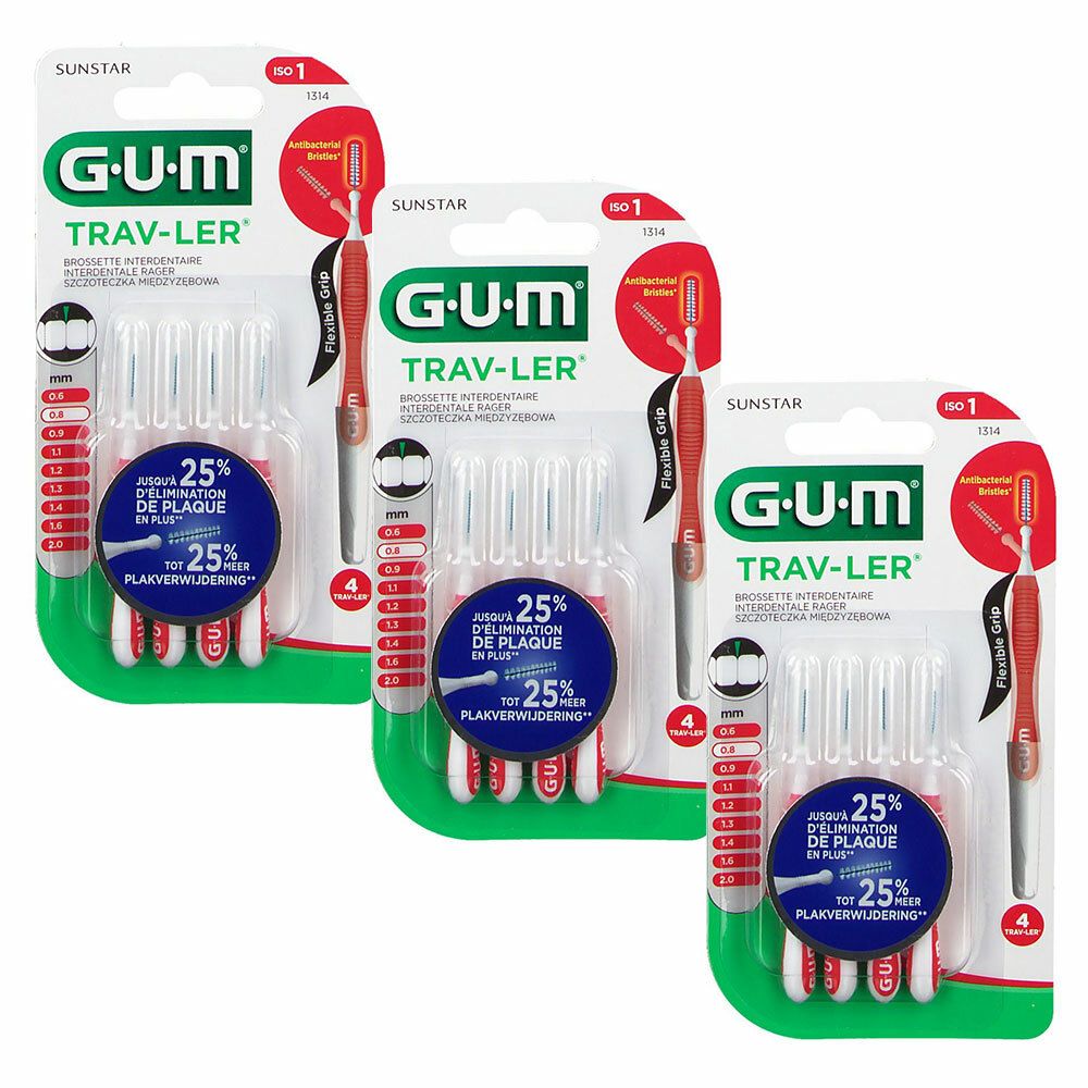 GUM® Proxabrush Trav-ler brossette interdentaire 0,8 mm 3x4 pc(s) brosse(s) à dents