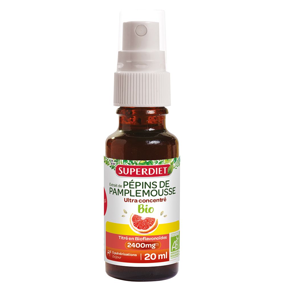 Superdiet Pépins de Pamplemousse Bio Ultra Concentré 20 ml Spray