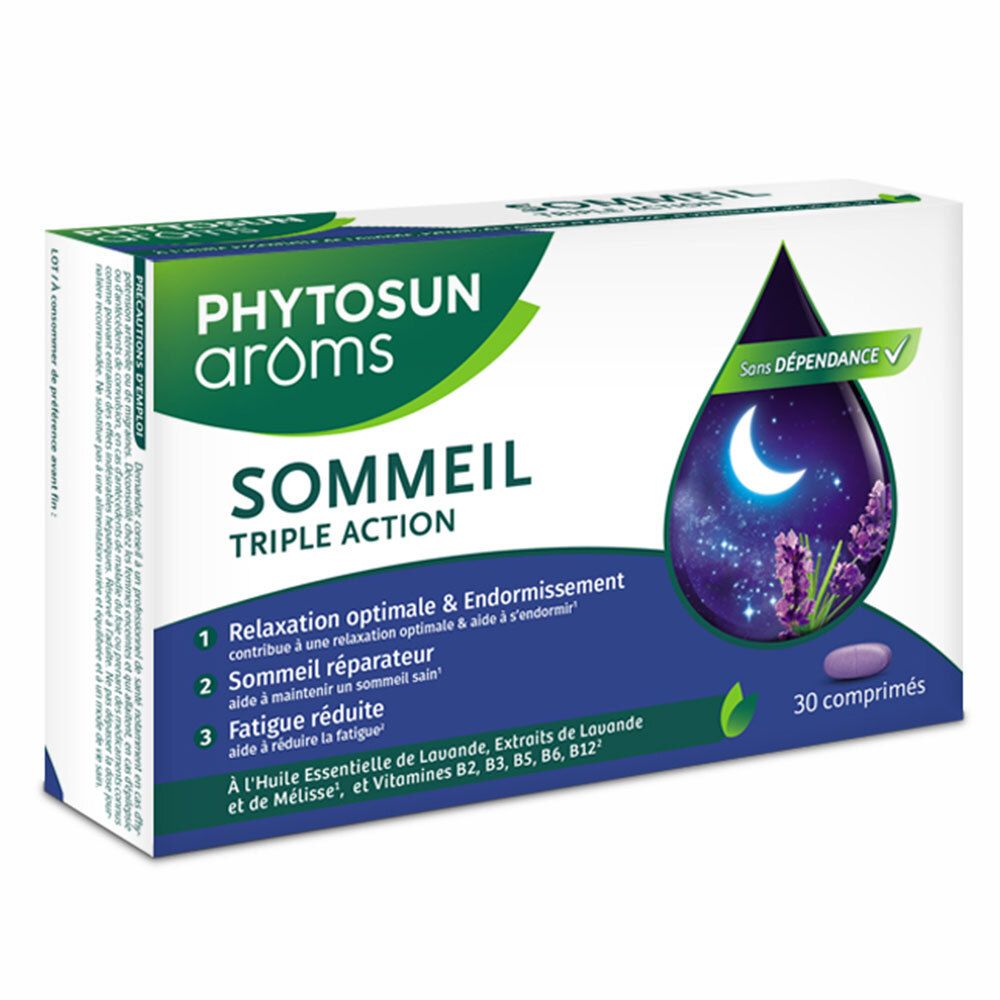 Phytosun Arôms Phytosun Aroms Â Sommeil Triple Action Huile Essentielle Relaxation & Endormissement, Réparateur Et Fatigue Réduite (1,2,3) - 30 Comprimés -10%* Avec Le Code : Ap1026 Comprimé(S) Pc(S)