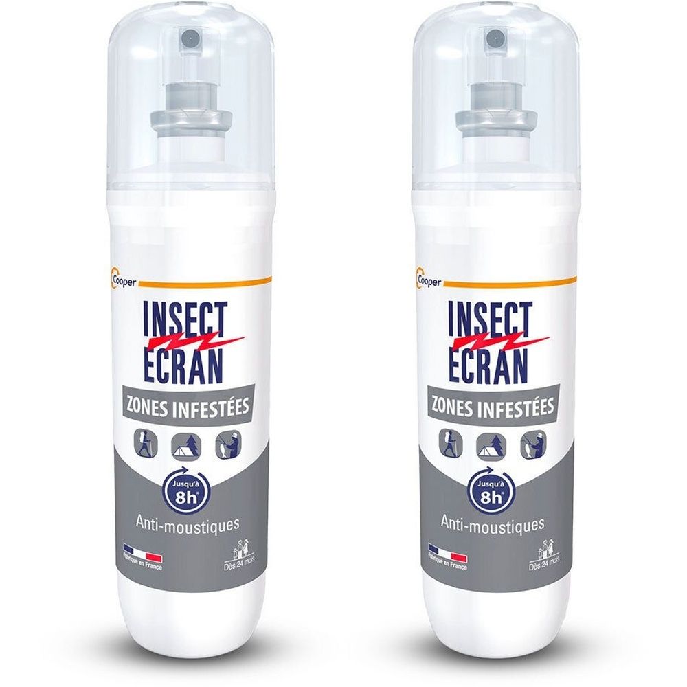 INSECT ÉCRAN Zones Infestées Répulsif peau 2x100 ml Spray