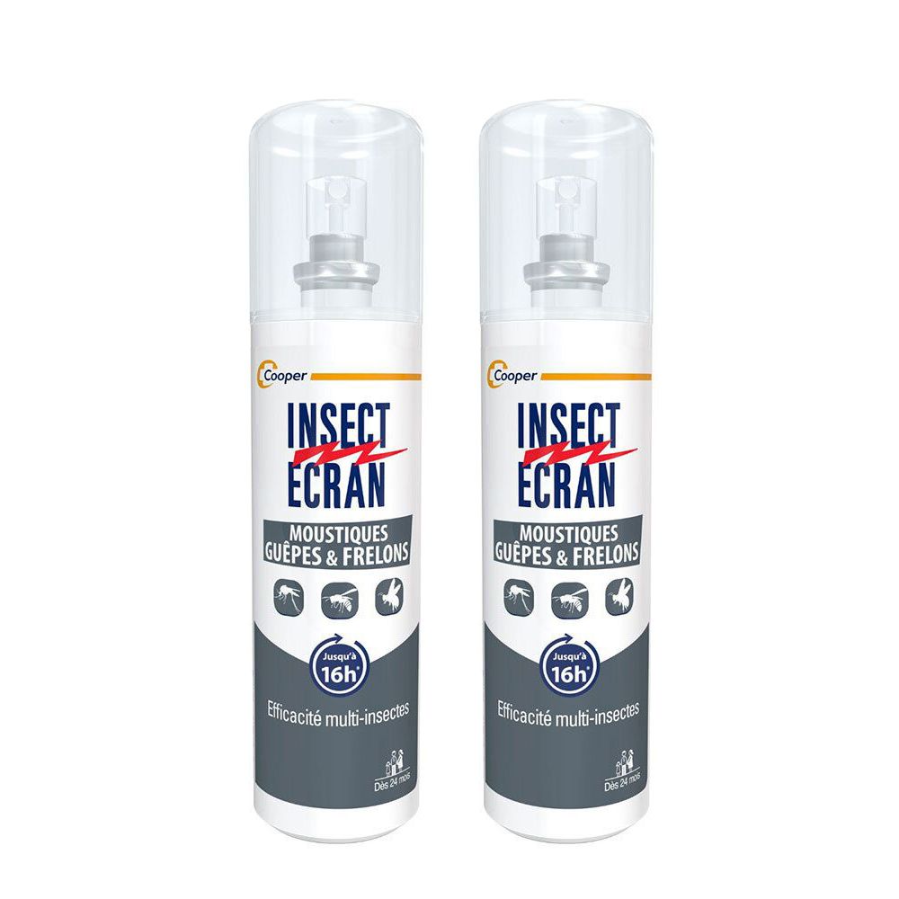 INSECT ECRAN Moustique Guêpes & Frelons, Répulsif peau Spray 2x100 ml