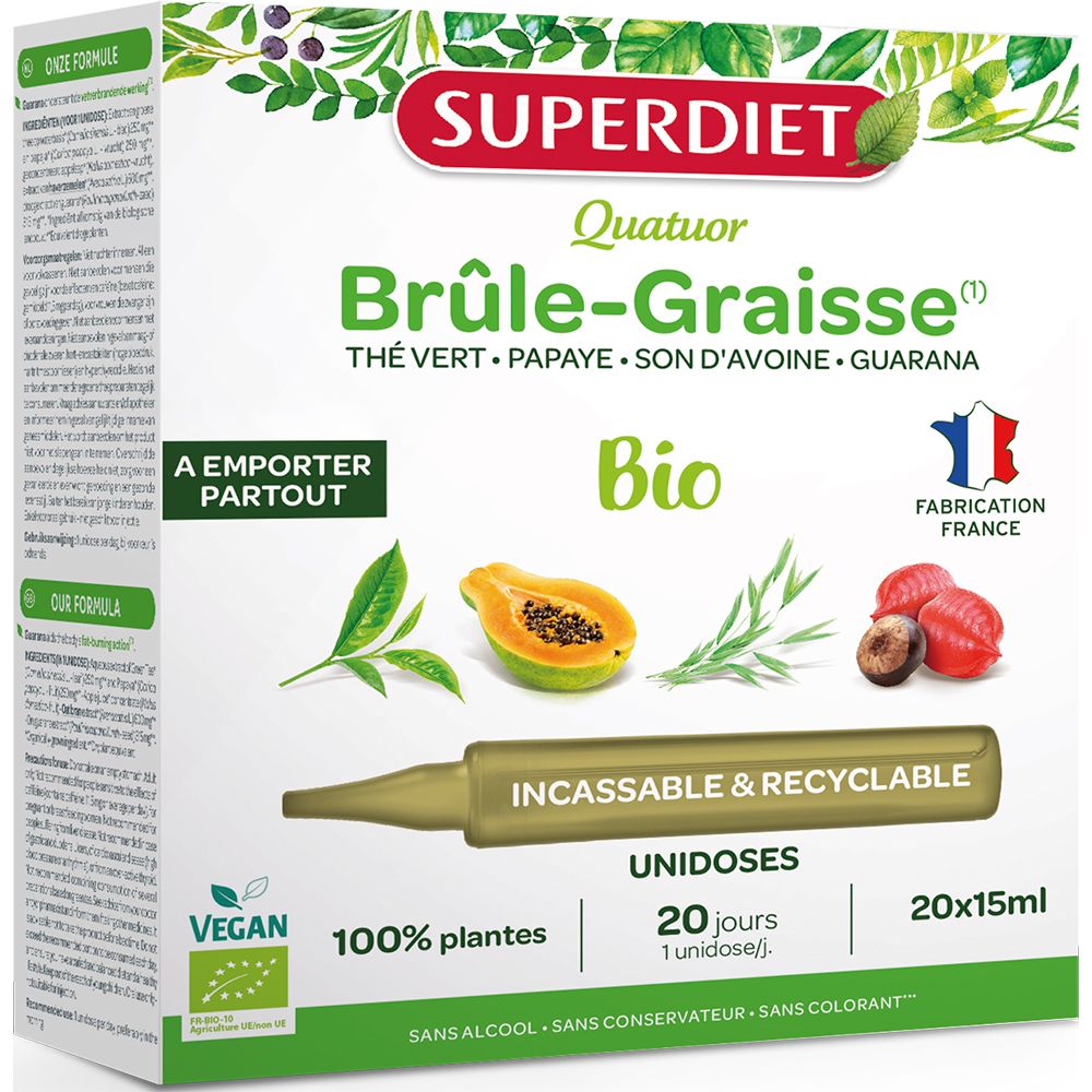 Vert Super Diet Quatuor Brule Graisse Bio Ampoules Taille 20 - Image 3
