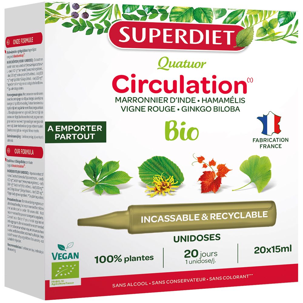Superdiet Quatuor Circulation Bio Ampoule(S) 20X10 Ml - Image 1