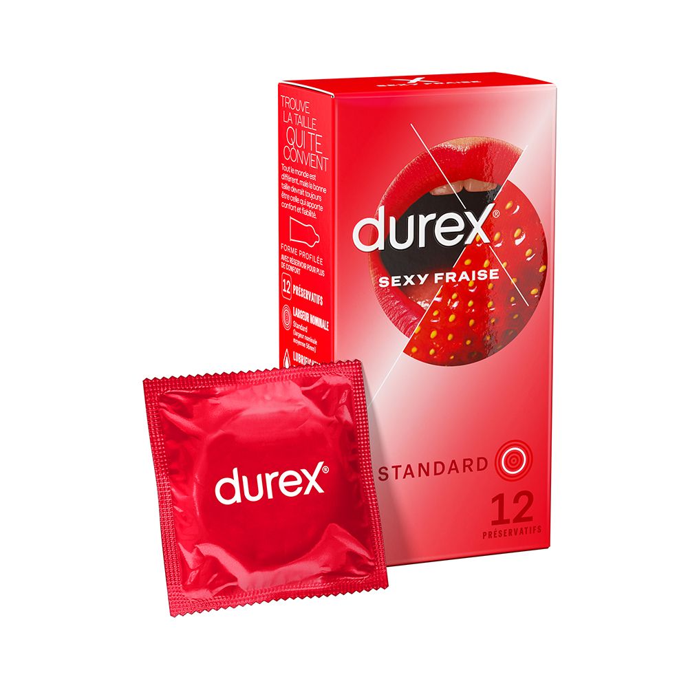 Durex Préservatifs Sexy Fraise - 12 Parfumés Préservatif(S) Pc(S)