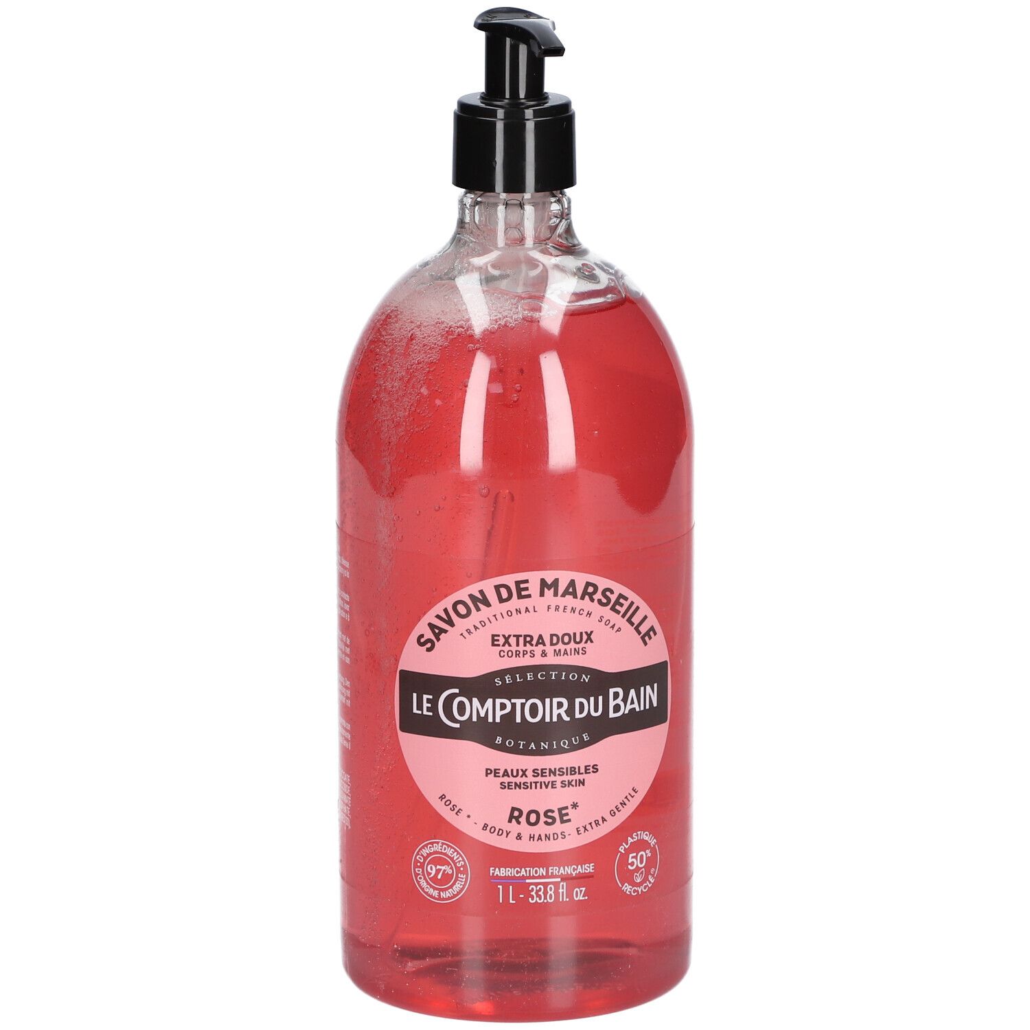 Le Comptoir Du Bain Savon Traditionnel De Marseille Rose Liquide 1000 Ml