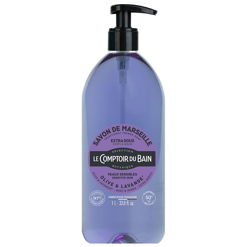 Le Comptoir Du Bain Savon Traditionnel De Marseille Olive Lavande Liquide 1000 Ml