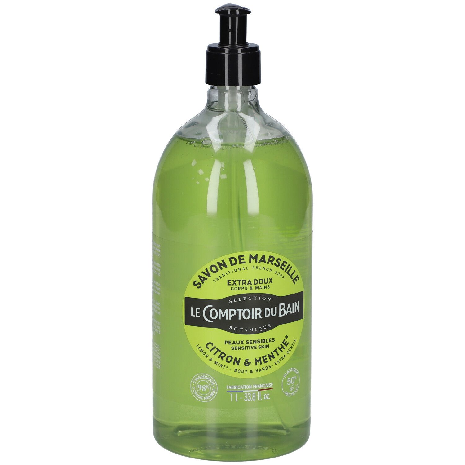 Le Comptoir Du Bain Savon Traditionnel De Marseille Citron Menthe Liquide 1000 Ml