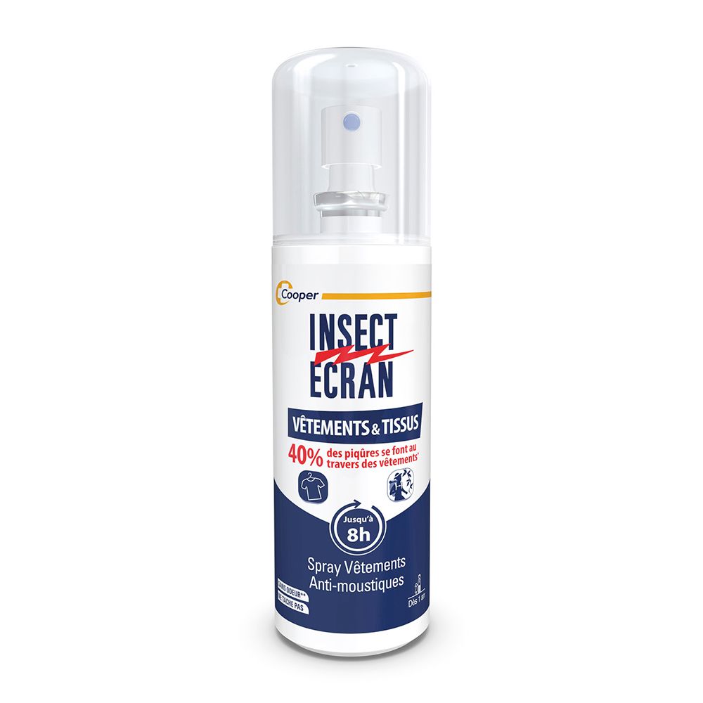 INSECT ECRAN - Spray Anti-Moustiques - Protection contre les piqures de moustiques - Vêtements &Tissus - Sans odeur - Spray - Fabriqué en France - 