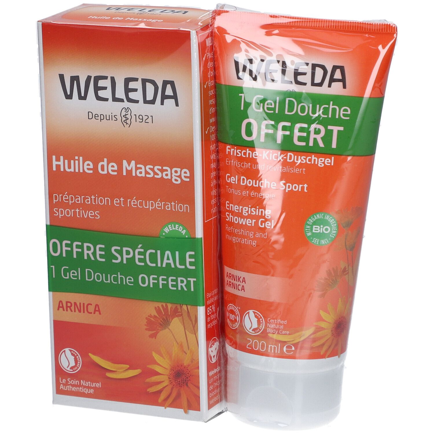 Weleda Huile De Massage À L'arnica 200 Ml + Gel Douche Sport 400