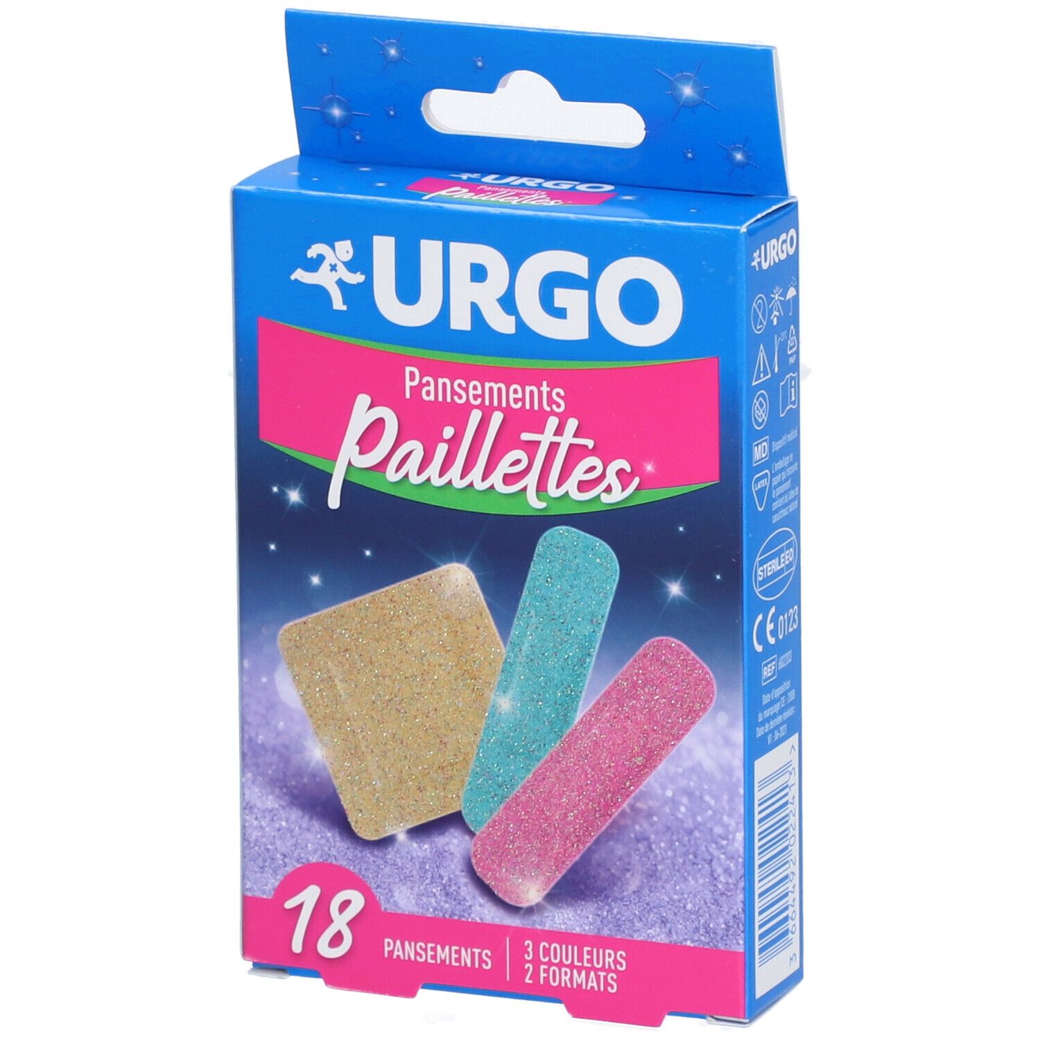 Bleu/Rose/Beige Urgo Paillettes Pansements Taille 18 - Image 2
