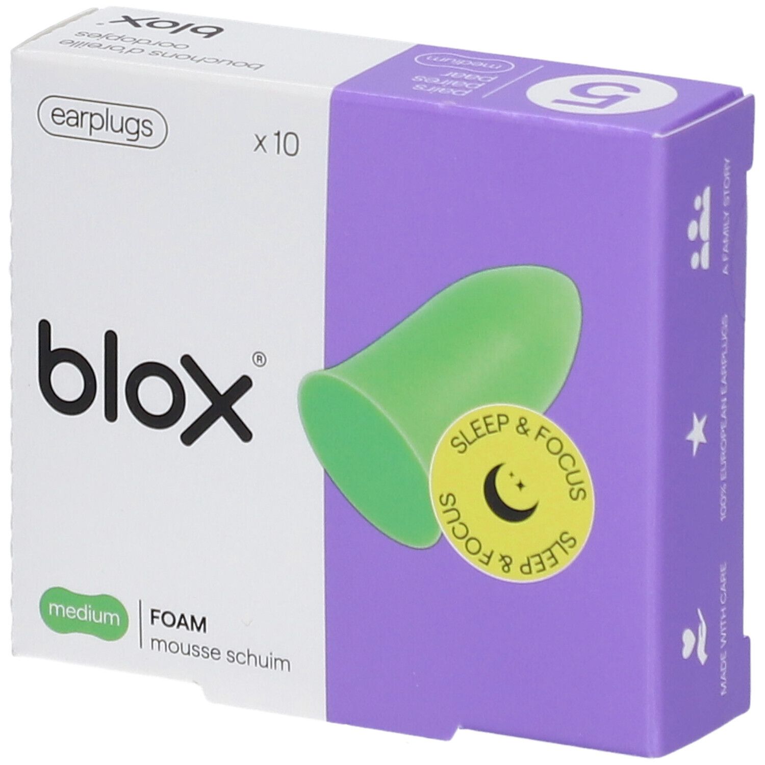 blox® Gamme Sleep & Focus - Mousse Medium Verte Bouchons D'Oreille 5x2 pc(s)