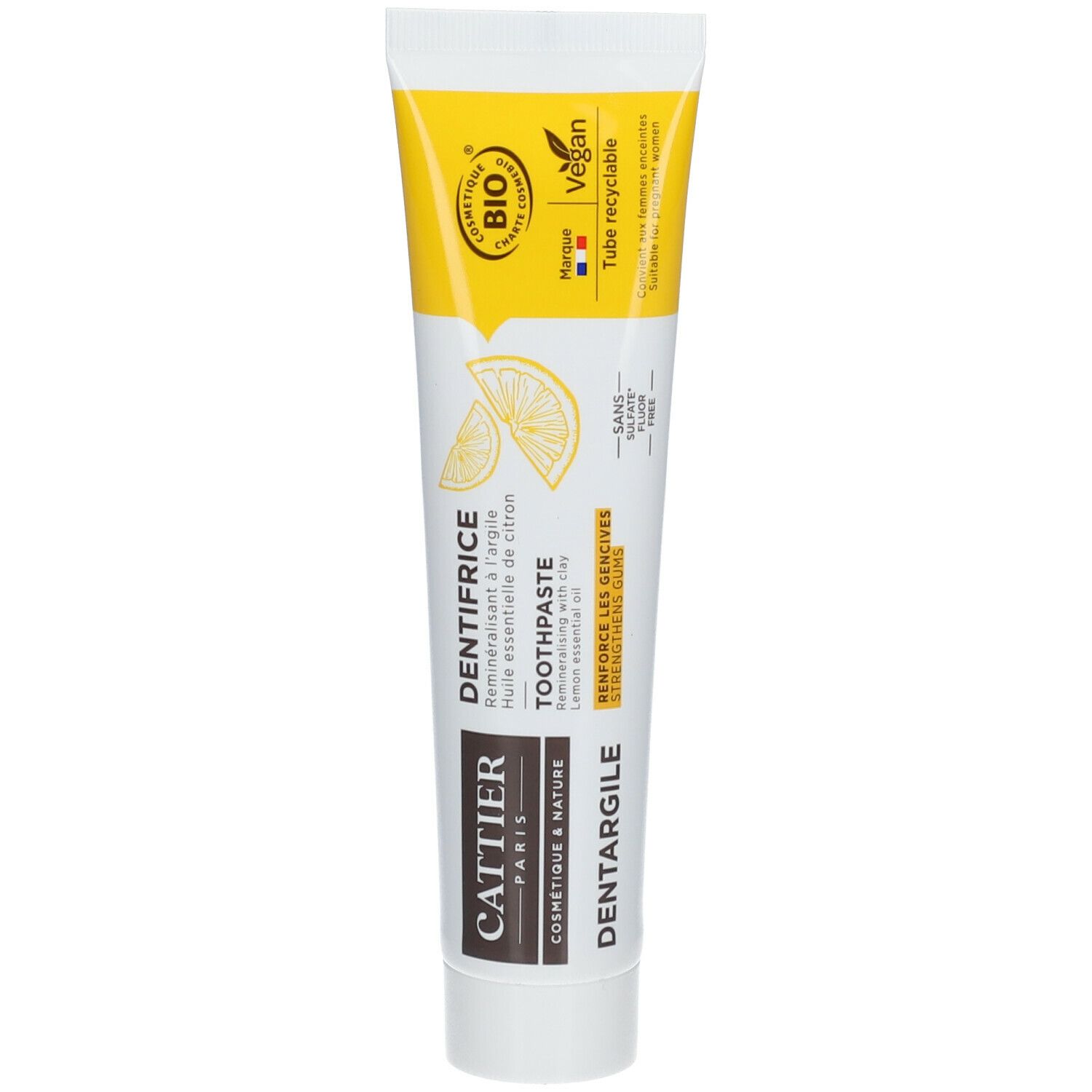 Cattier Dentargile Dentifrice Reminéralisant À L'argile Citron Bio Dentifrice(S) 75 Ml