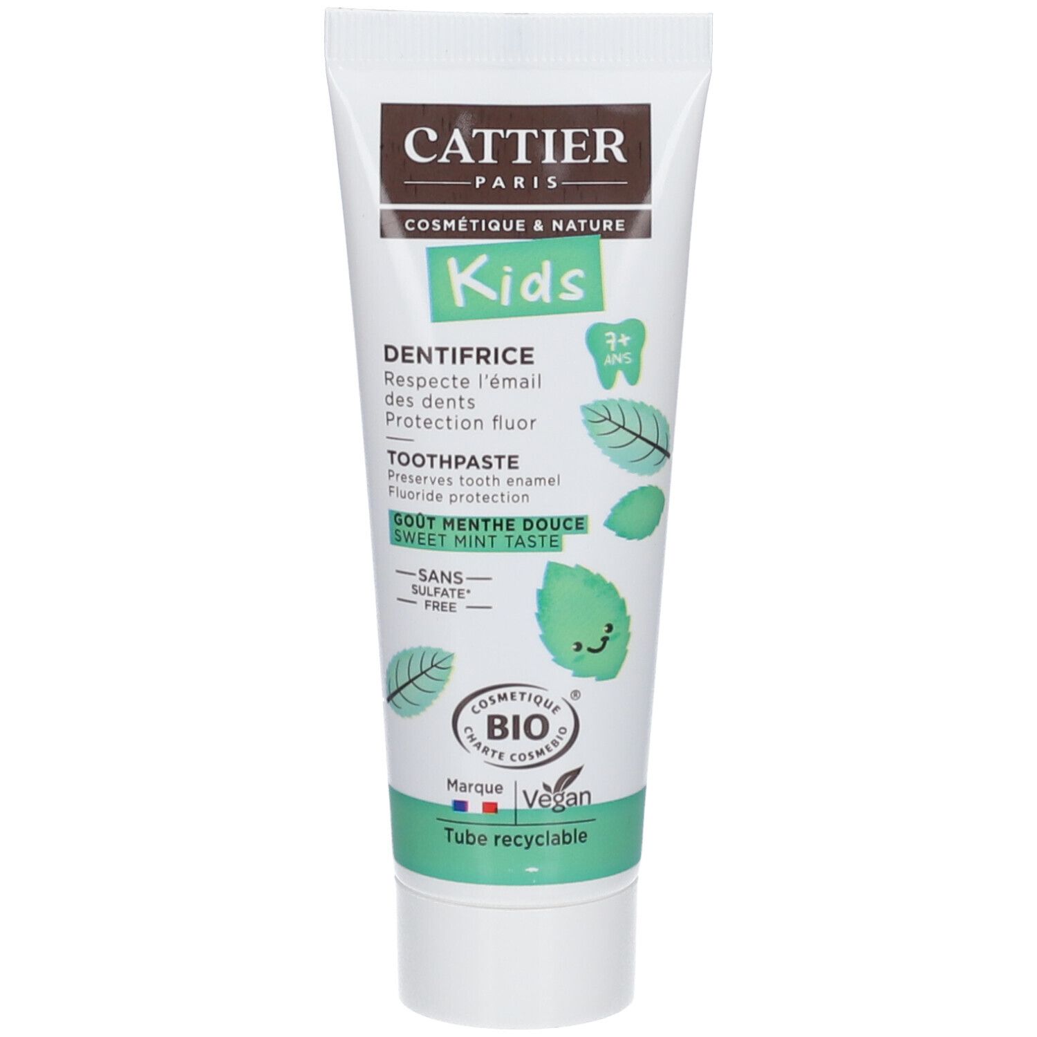 Cattier Dentifrice Kids* 7 Ans Et Plus Menthe Bio Dentifrice(S) 50 Ml Enfants