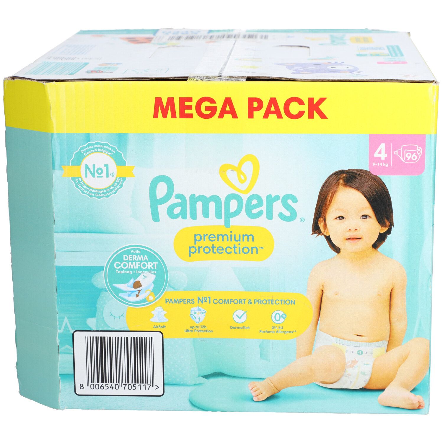 PAMPERS PREMIUM PROTECTION - Couche. Taille 4, 9 kg à 14 kg - megapack - sac 96 96 pc(s)