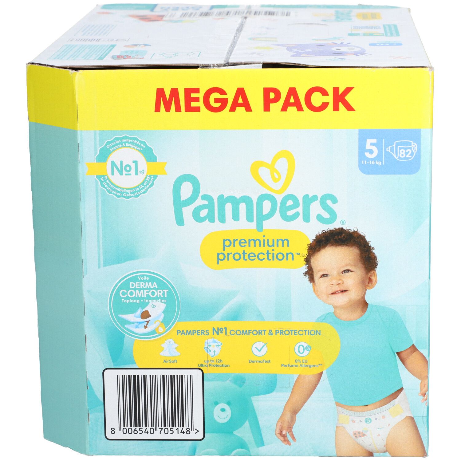 PAMPERS PREMIUM PROTECTION - Couche. Taille 5, 11 kg à 16 kg - megapack - sac 82