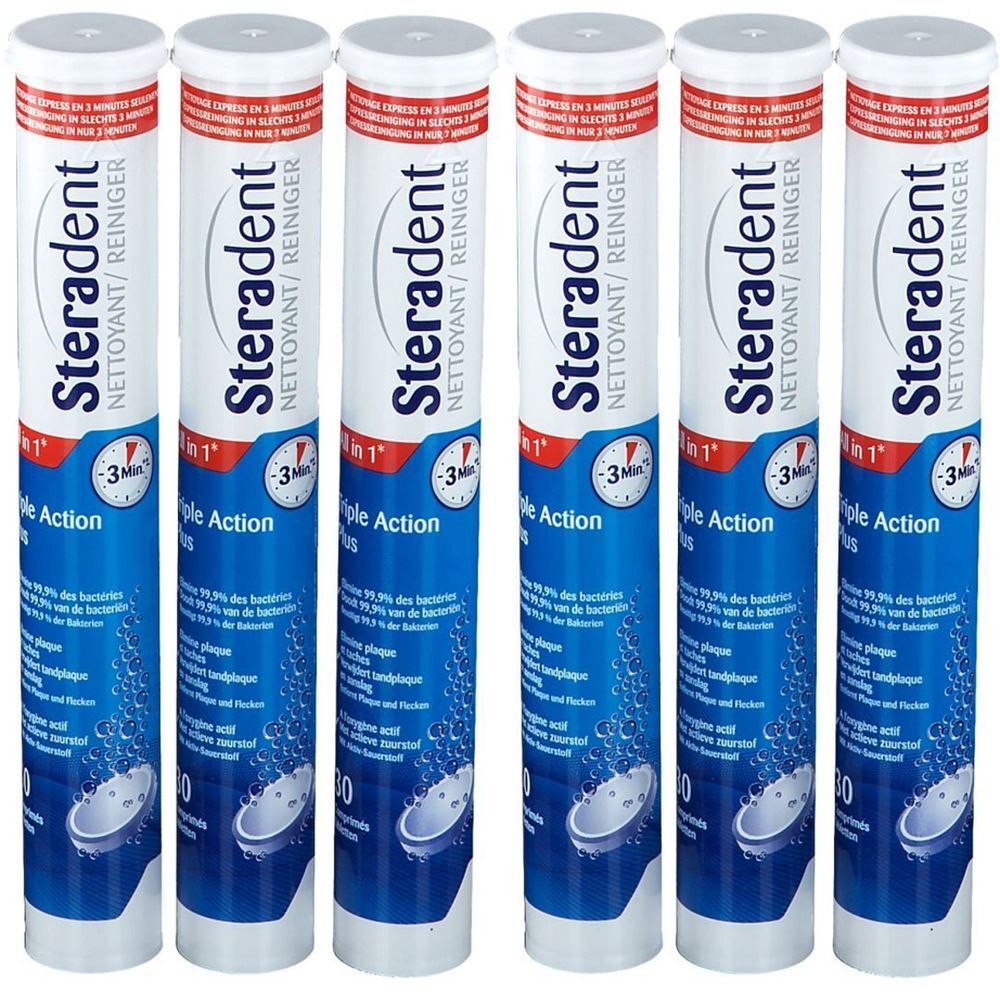 Steradent Cleaner Triple Action X2 Comprimés Effervescents 2x90 pc(s)