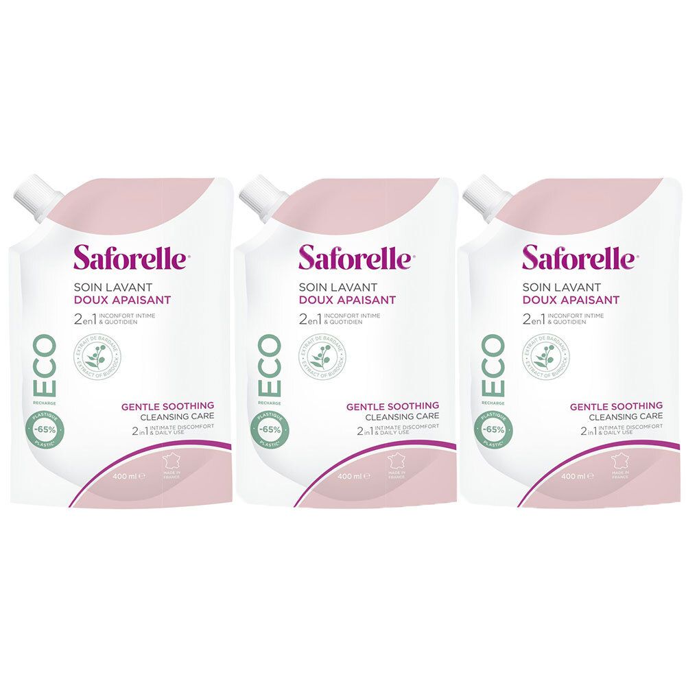 Saforelle Soin lavant doux Eco Recharge 3x400 ml Savon Liquide