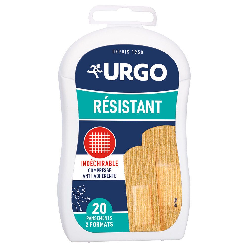 URGO Résistant - Pansement prédécoupé, support tissu élastique, 2 formats 20 pc(s) Pansement(S)