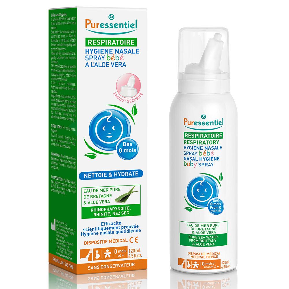 Puressentiel Respiratoire Bébé Spray Nasal À L’aloe Vera Gouttes Nasales 120 Ml Nourrisson - Image 1