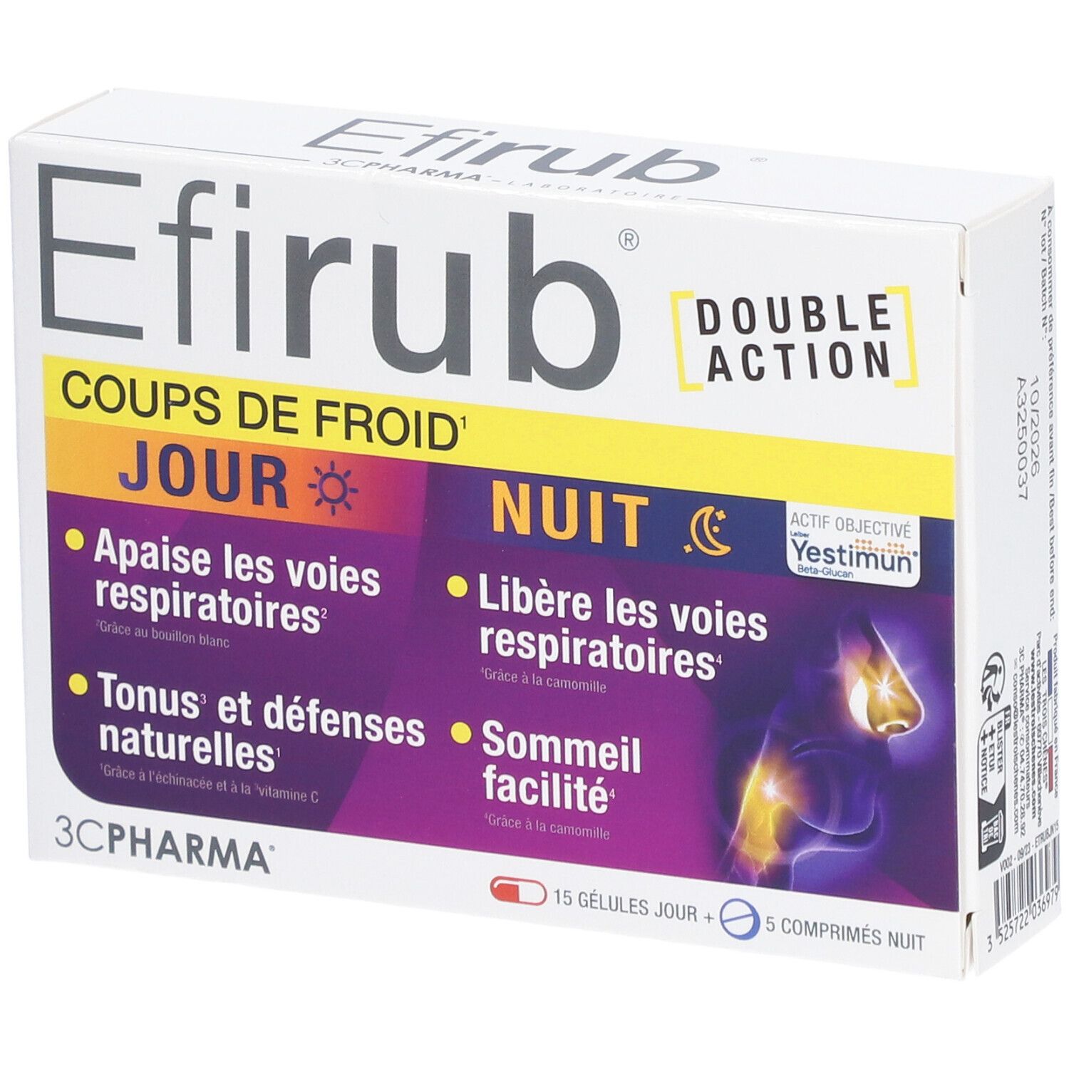 3C PHARMA Efirub Double Action Coups de Froid 10+5 pc(s) Emballage(S) Combi