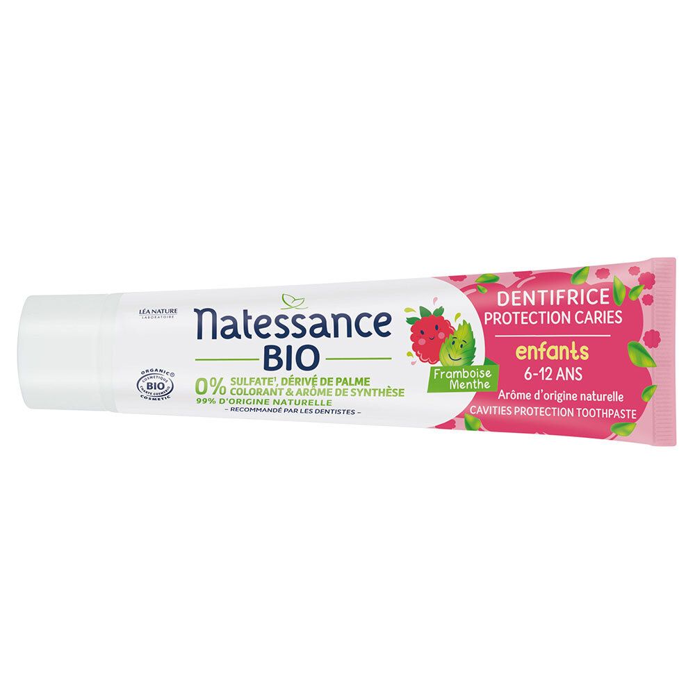 Natessance Dentifrice Bio Enfant 6–12 Ans Protection Caries Framboise Menthe Dentifrice(S) 75 Ml Enfants