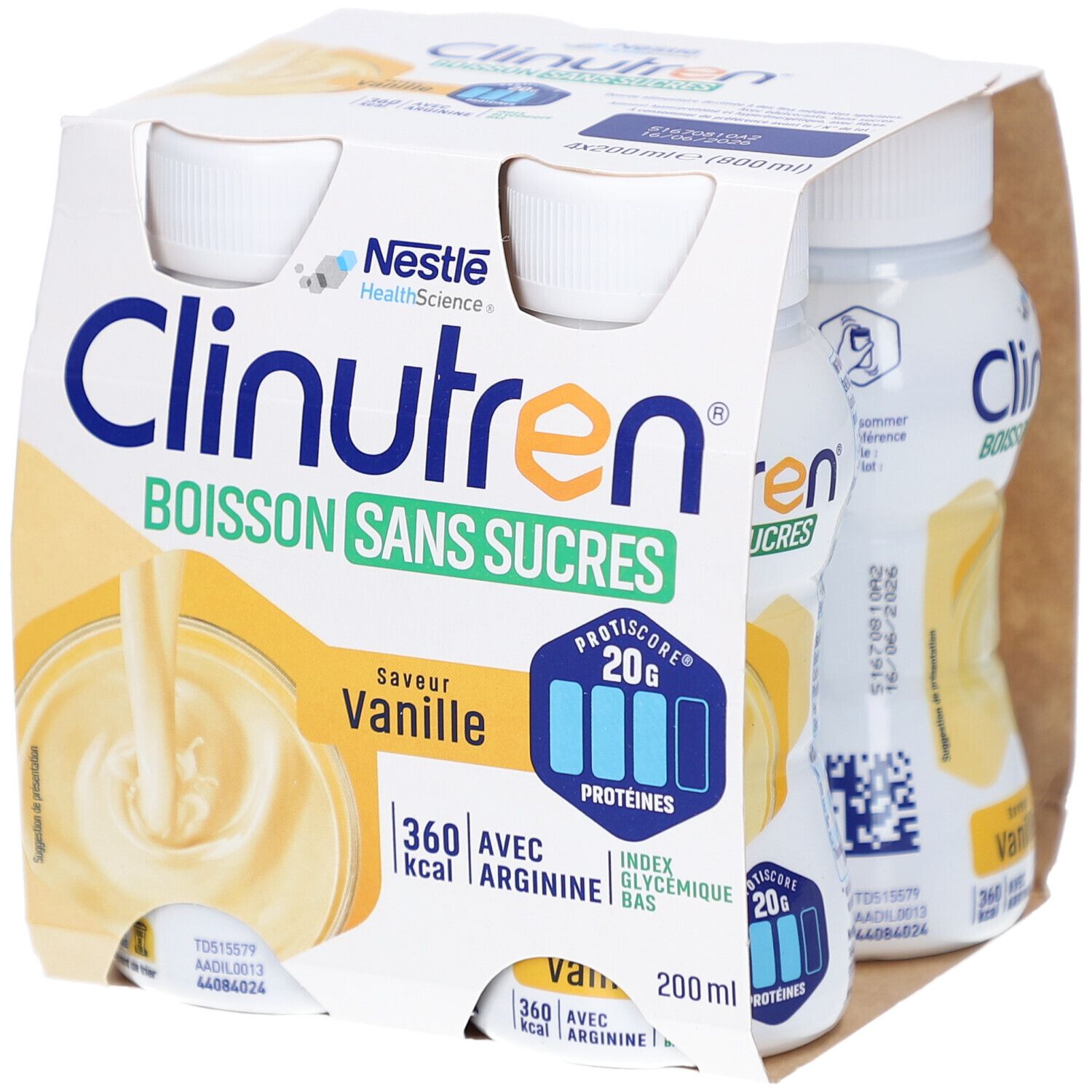 NESTLE Clinutren Boisson Sans Sucres Vanille 800 ml Bouteilles