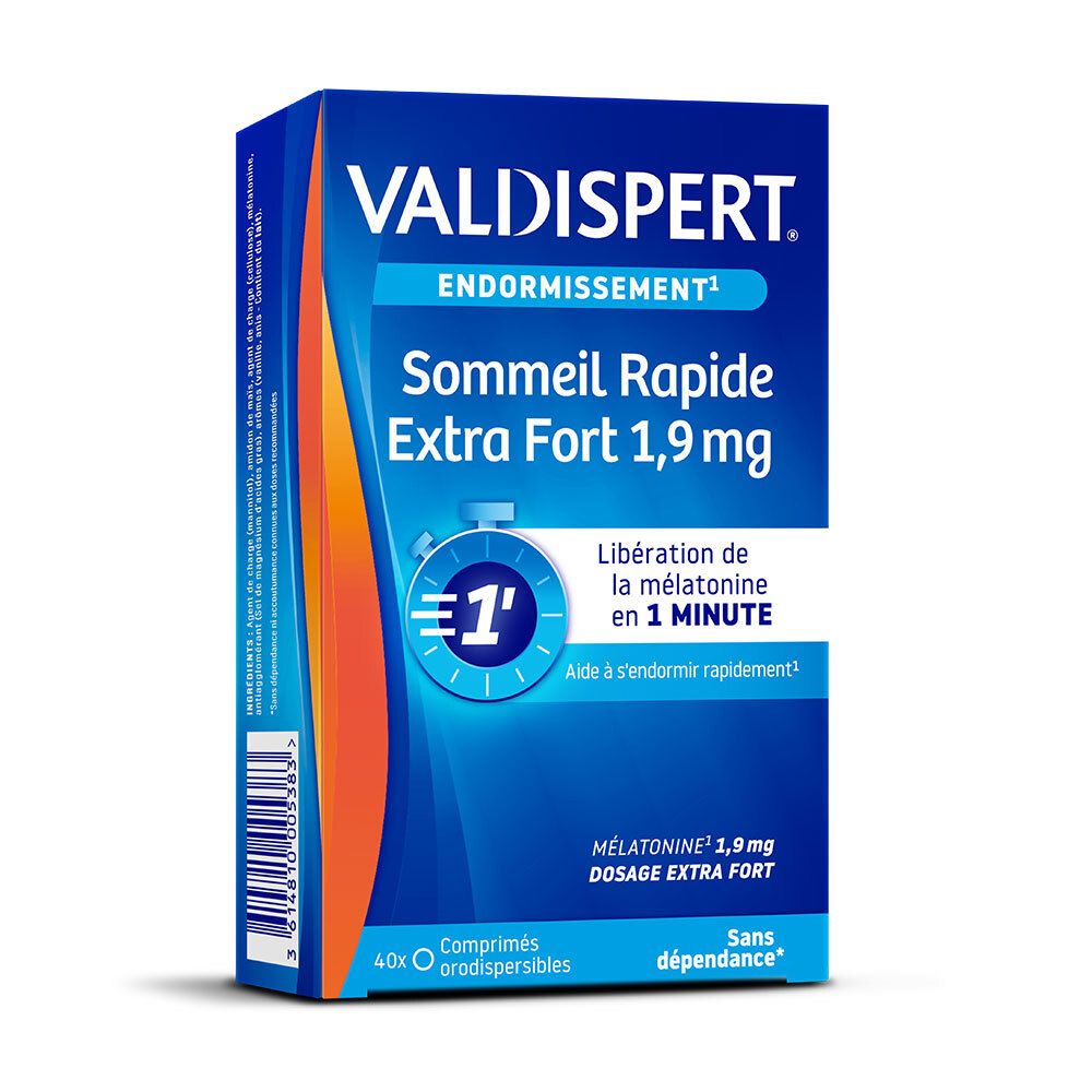 VALDISPERT - Endormissement - Sommeil Rapide Extra Fort 1.9 mg - Complément Alimentaire À La Mélatonine - Diffusion Rapide en 1 minute - Sans 