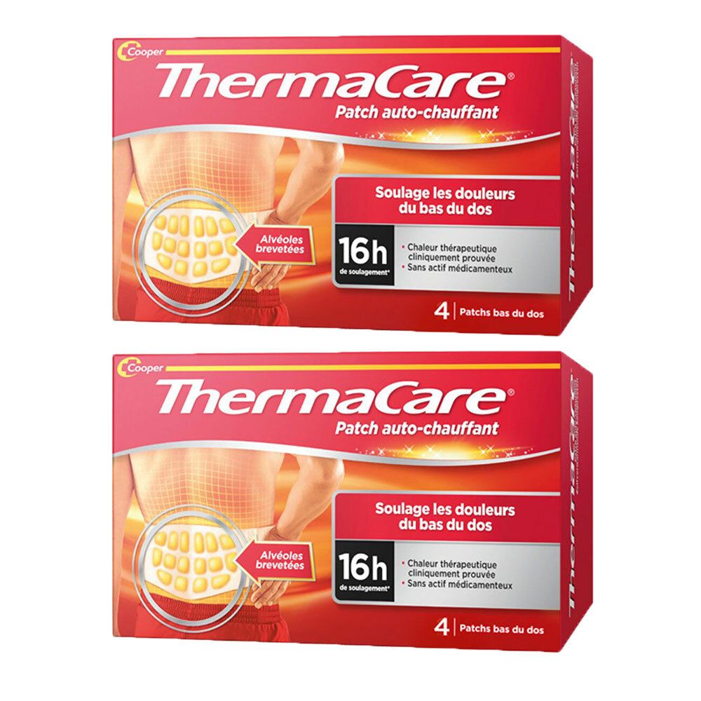 Thermacare Patch Auto-Chauffant Bas du Dos - 2 Boîtes de 4 2x4 pc(s) Pansement(S)