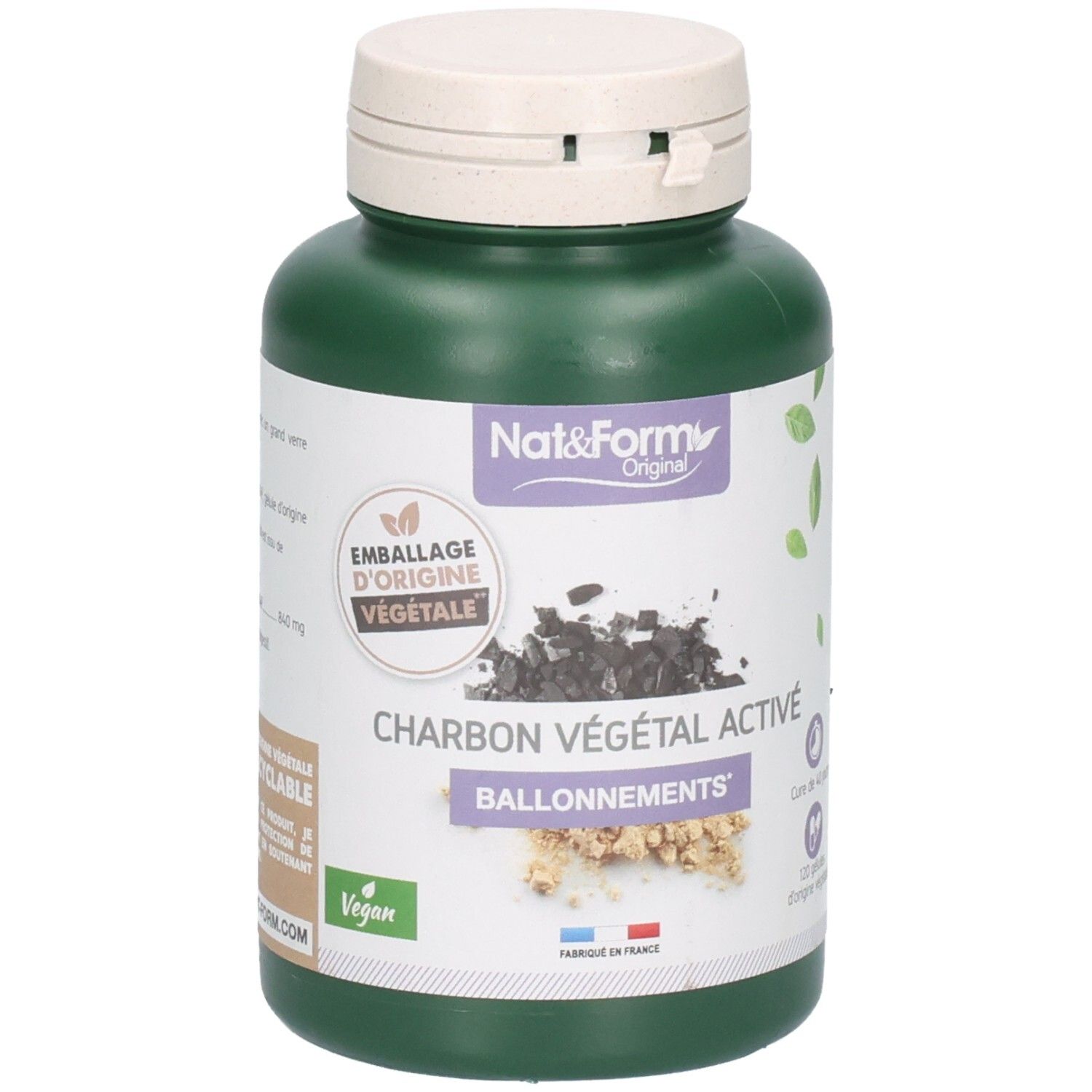 Nat&Form Original CHARBON VÉGÉTAL ACTIVÉ 120 pc(s) Capsule(S)