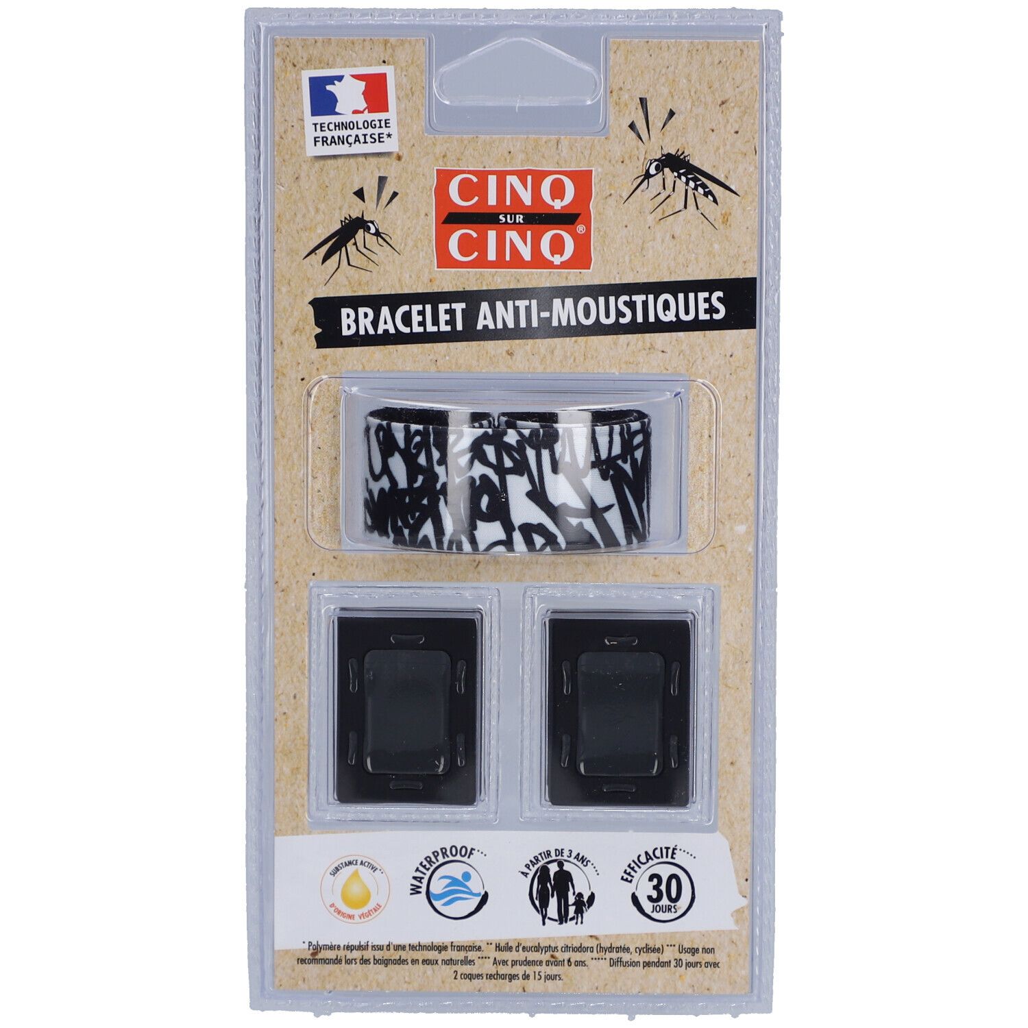 Cinq Sur Cinq® Cinq Sur Bracelet Anti-Moustiques Graffiti Noir 1 Pc(S)
