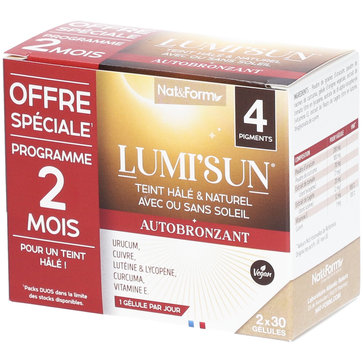 Nat&Form Pack Lumi'sun Autobronzant 2X30 Gélules Taille 6 - Image 3