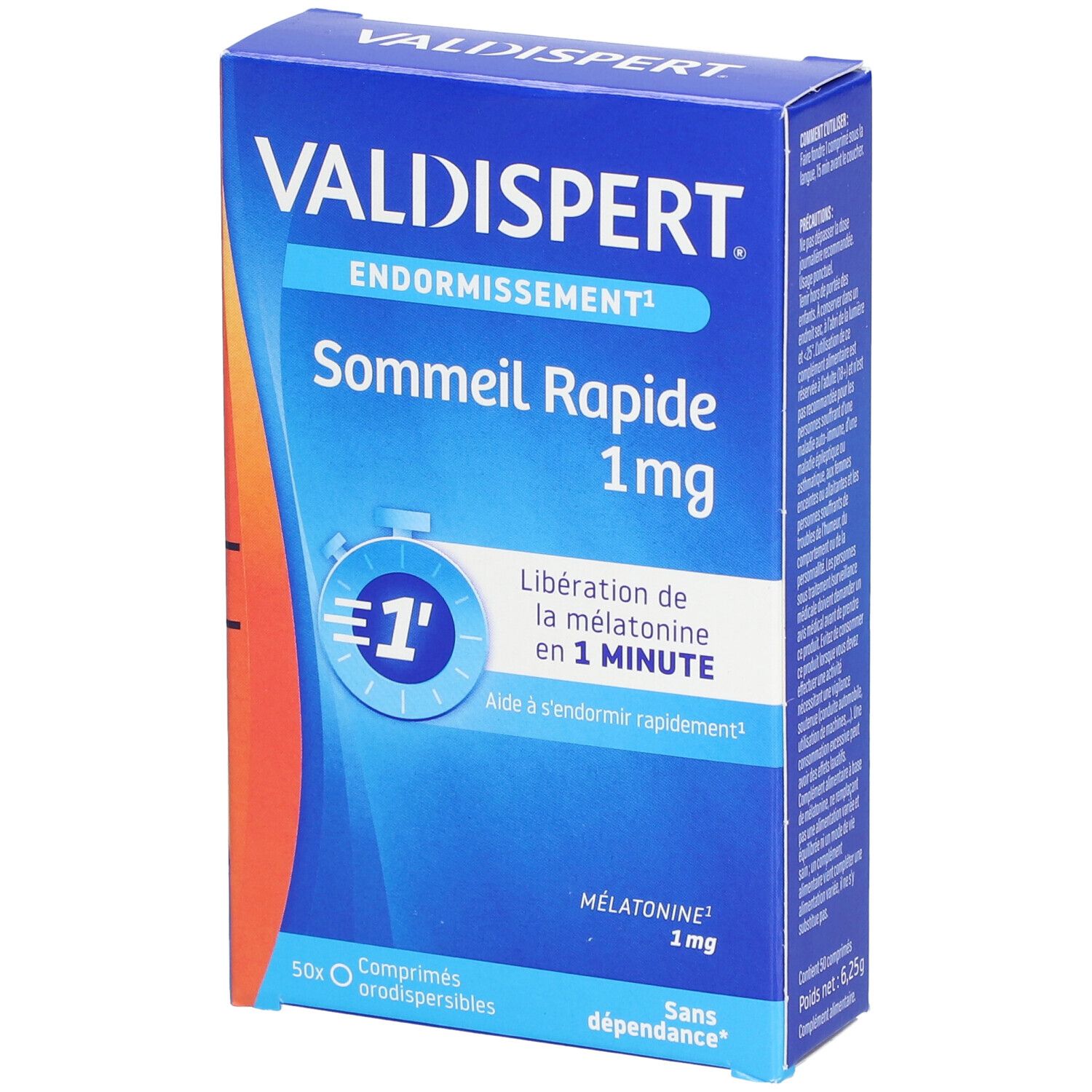 VALDISPERT - Endormissement - Sommeil Rapide 1 mg - Complément Alimentaire à base de Mélatonine - Libération rapide en 1 minute - Fond Sous La Langue 
