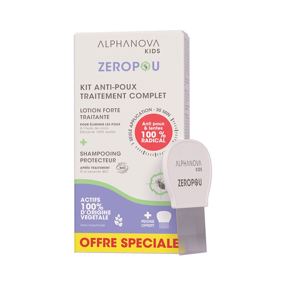 Alphanova Kit Anti-Poux Traitement Complet Zeropou | Emballage(S) Combi 300 Ml Enfants