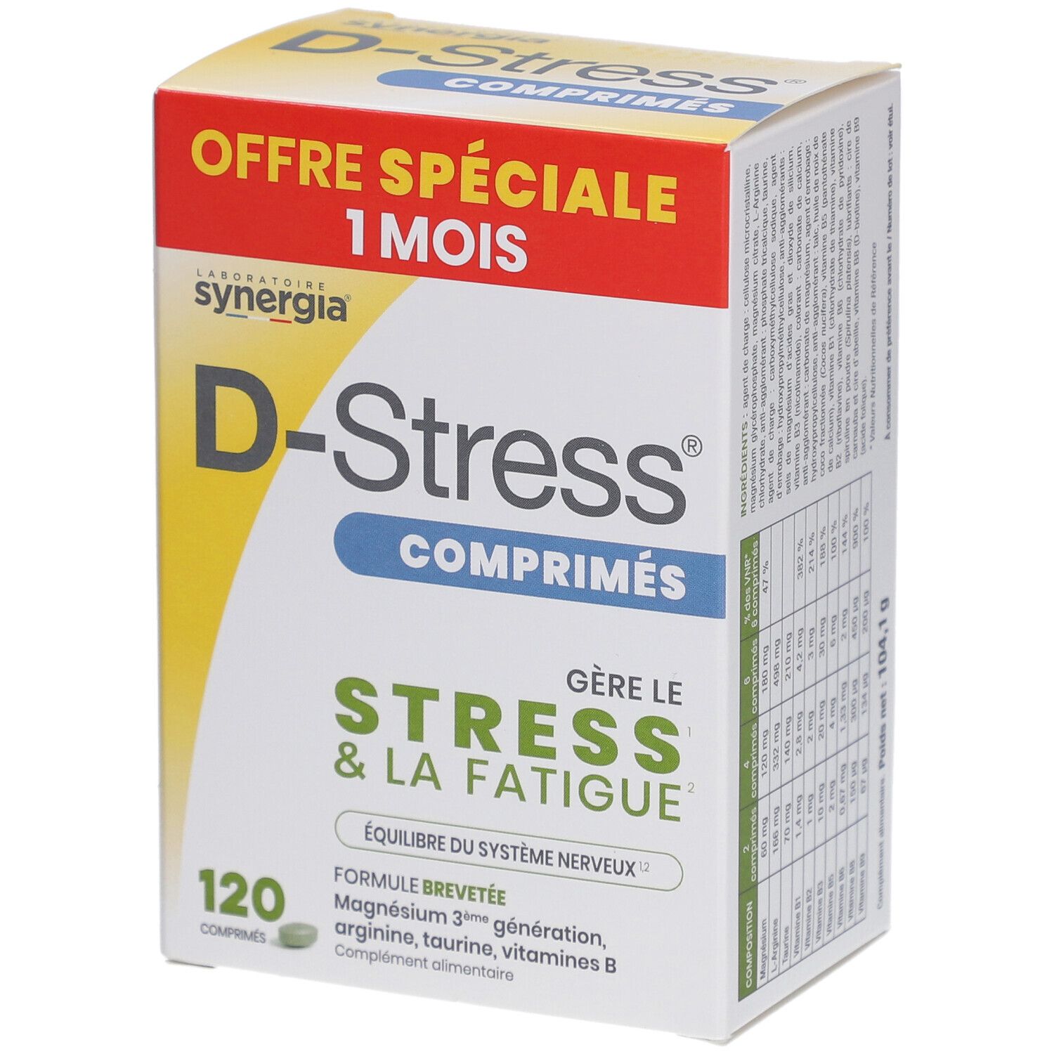 Synergia D-Stress Stress Et Fatigue 120 Comprimés - Image 4