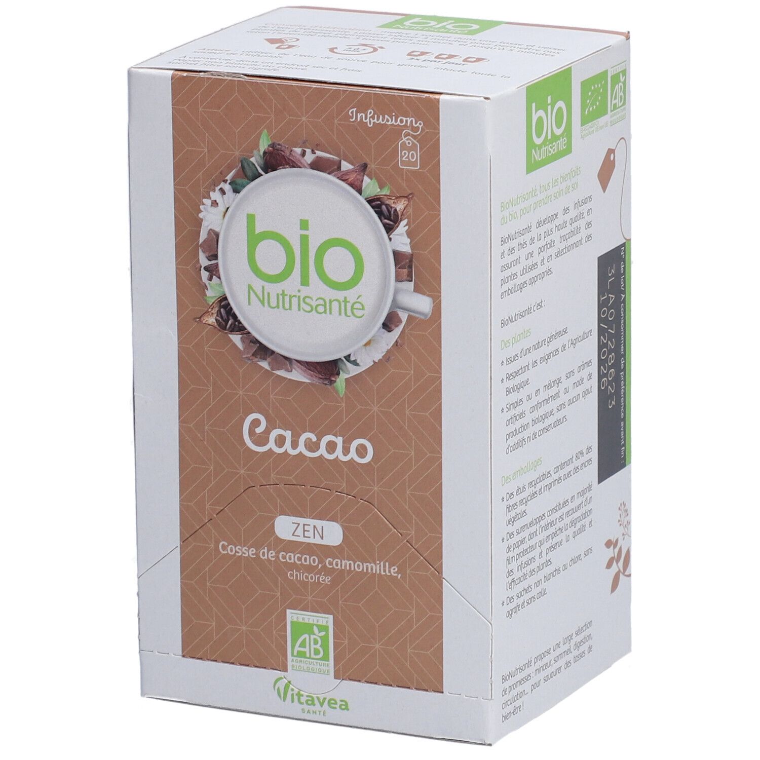 BIONUTRISANTÉ Infusion Cacao Sachet(S) Filtre(S) 20 pc(s)