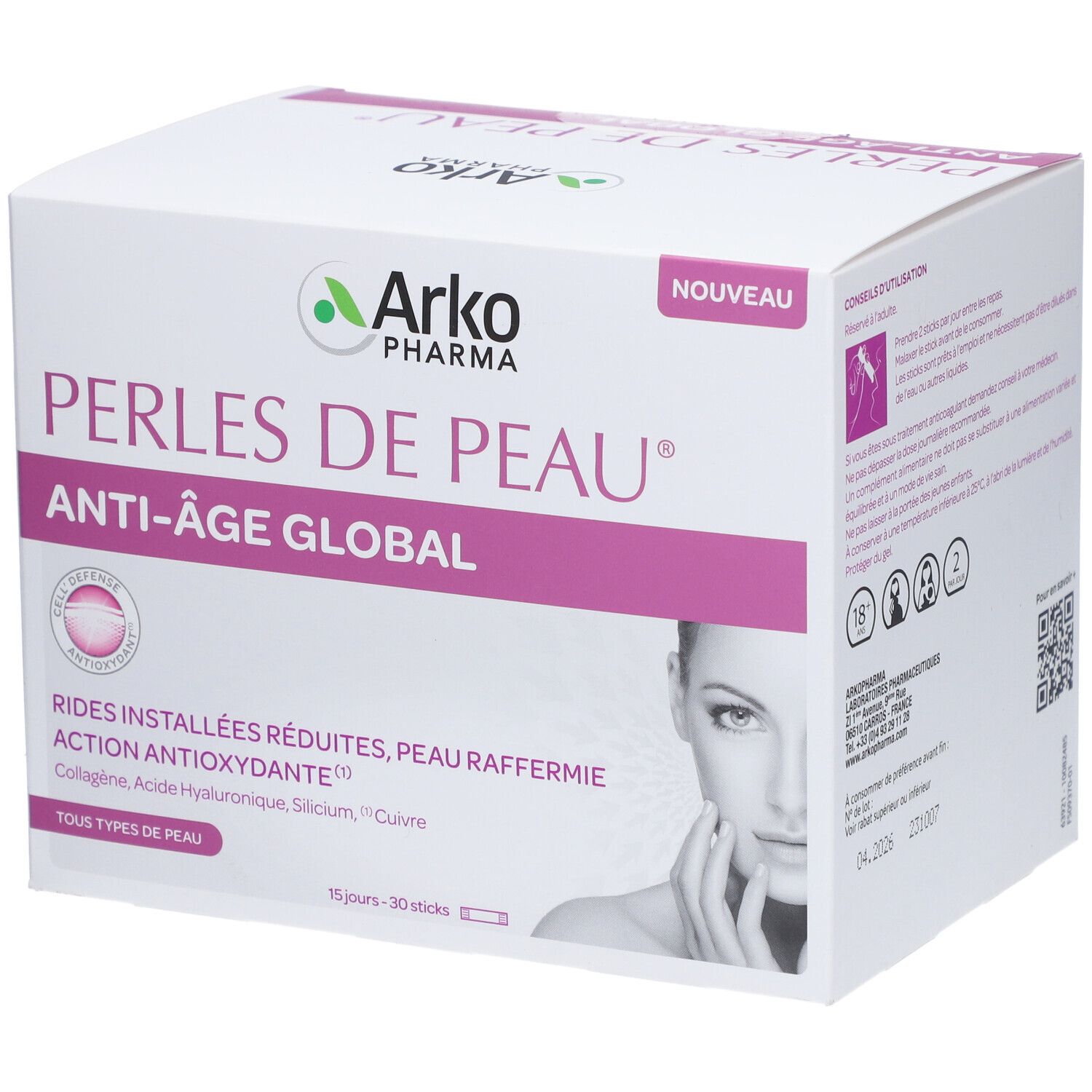 Perles De Peau Arkopharma Perles De Peau® Anti-Âge Global Poudre 30 Pc(S) - Image 1