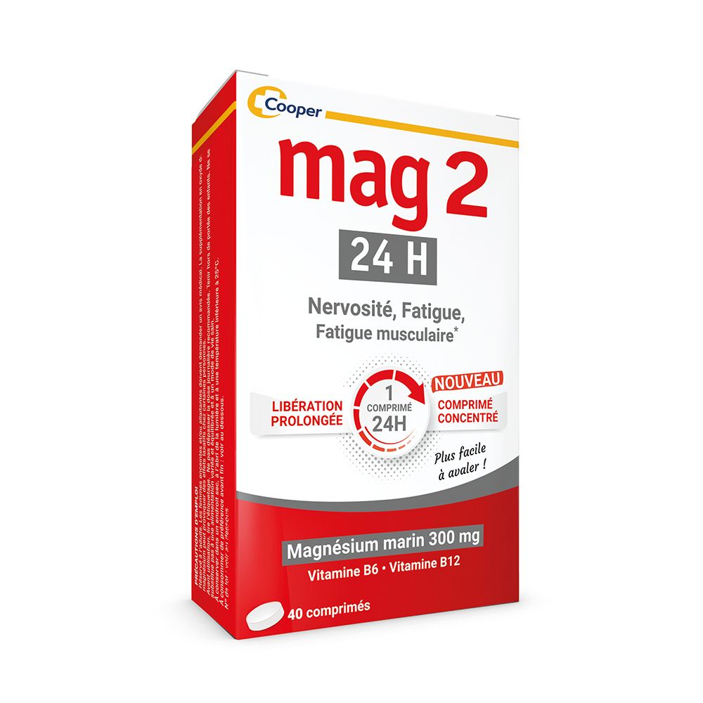 Mag 2 - 24H Complément Alimentaire À Base De Magnésium, Vitamine B6 Et B12 Anti-Nervosité Anti-Fatigue Programme 40 Jours Comprimés Libération Prolongée Comprimé(S) Pc(S)