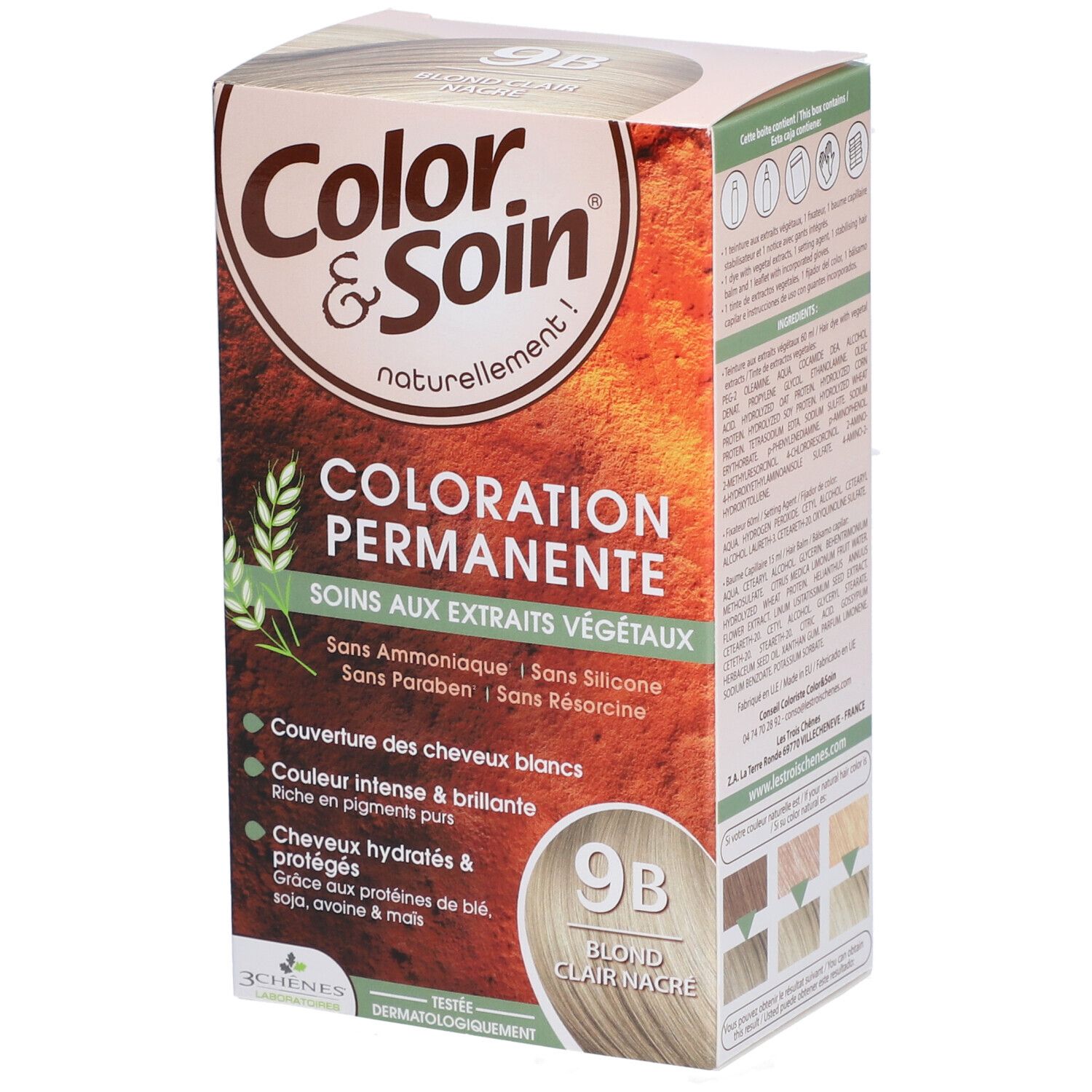 3 Chènes Color & Soin 9B Blond Clair Nacré 135 ml