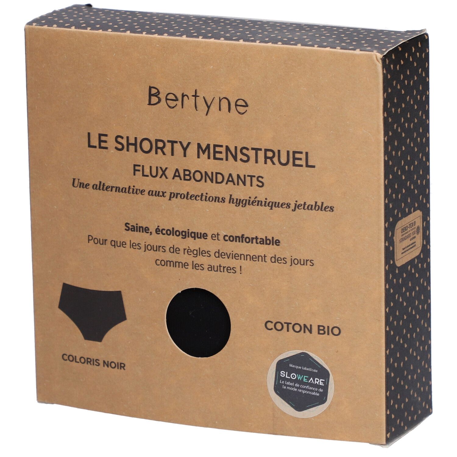 BERTYNE Le Shorty Menstruel - Coton bio Flux abondant Taille 3XL Noir Culotte Menstruelle 1 pc(s)