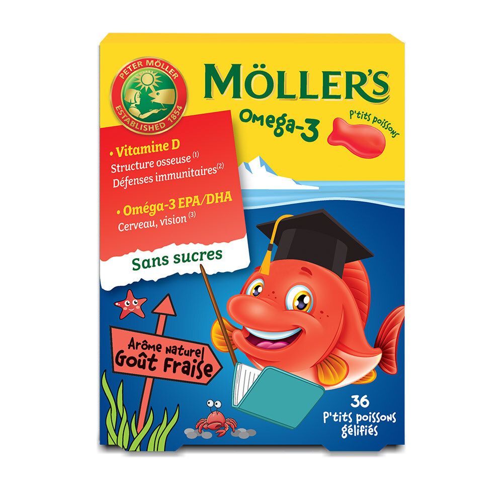 Möller’s - Oméga-3 P'tits poissons Fraise 36 gommes 36 pc(s) Gelée(S)