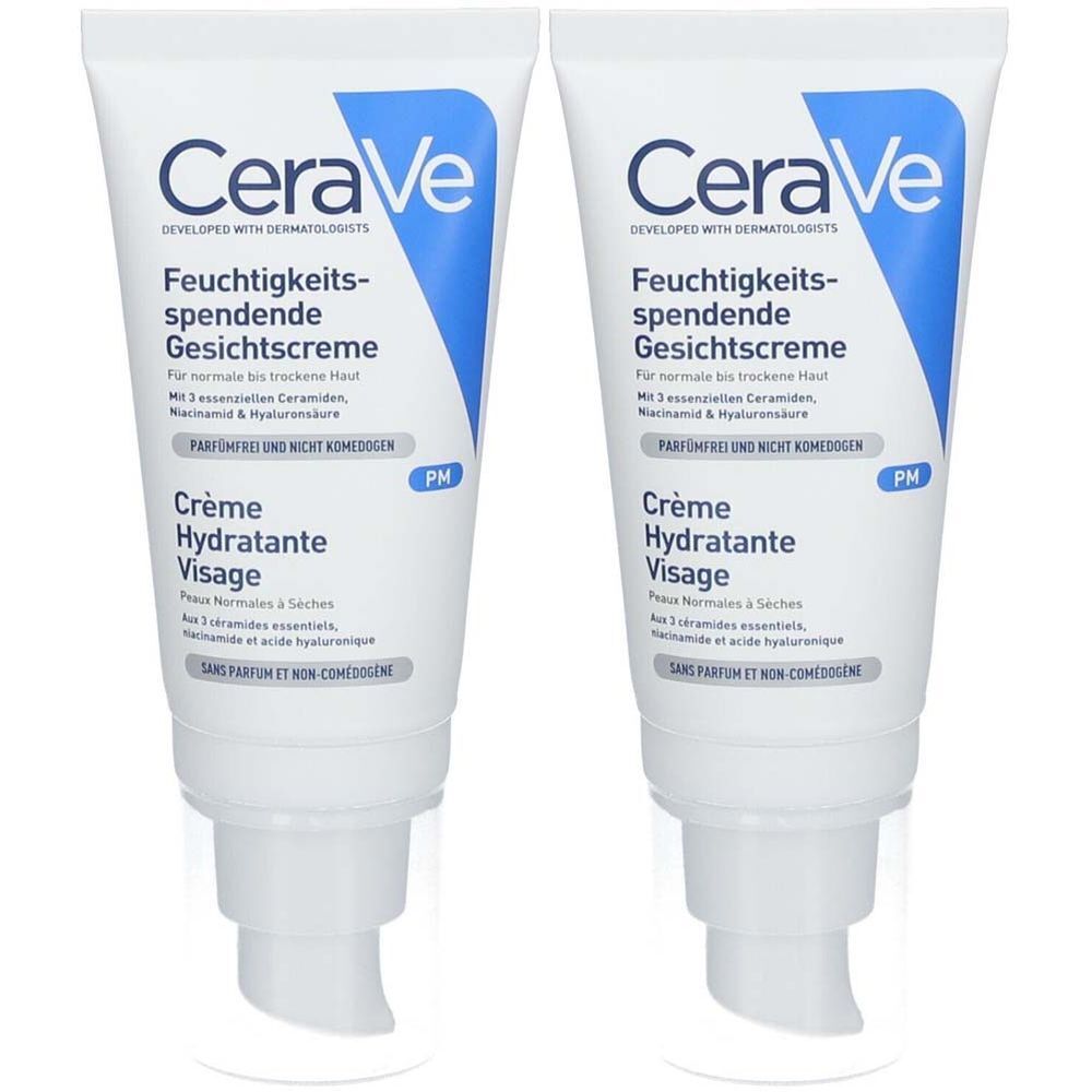 CeraVe Crème Hydratante Visage pour les peaux normales à sèches 52 ml 2x52 ml crème