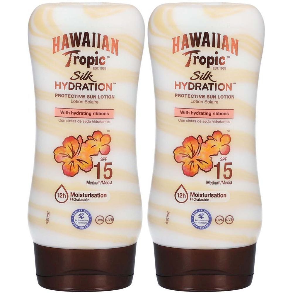 HAWAIIAN Tropic Silk HYDRATATION Lotion Solaire SPF15 2x180 ml Lotion(S)