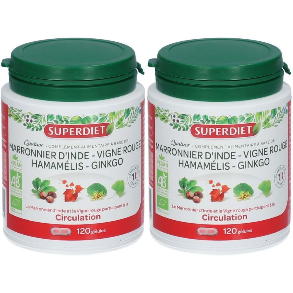SUPERDIET Quatuor Marronnier d’Inde - Vigne rouge Hamamélis Ginkgo Capsule(S) 2x120 pc(s)