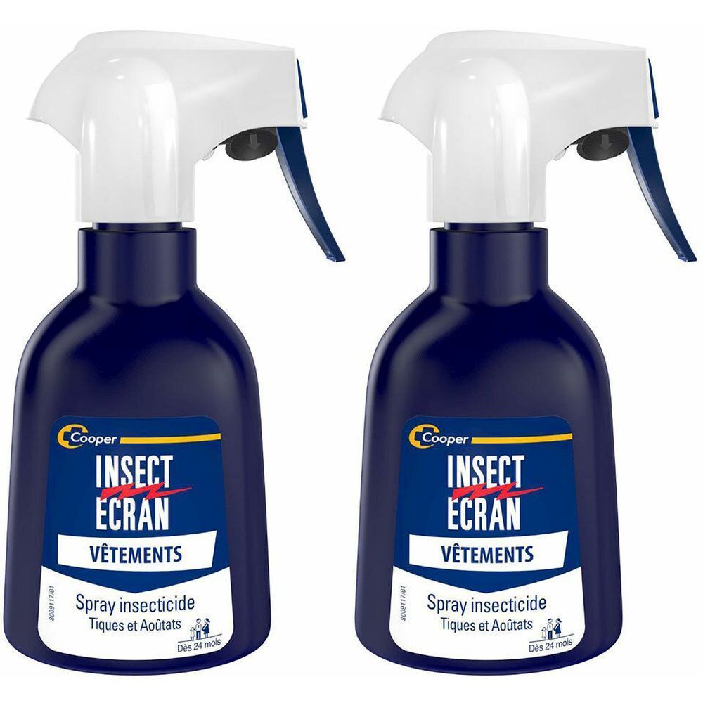 INSECT ÉCRAN anti-tiques et aoûtats pour vêtements 200 ml Spray 2x200