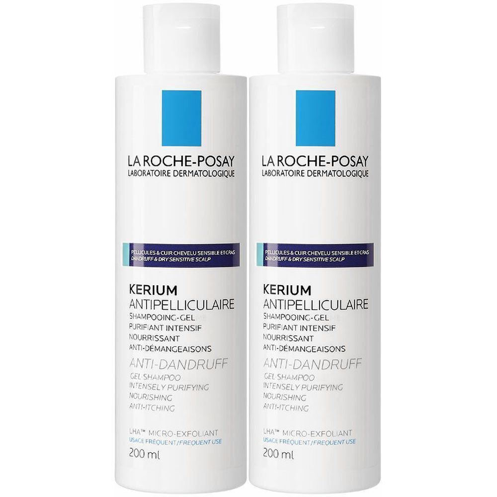 LA ROCHE POSAY KERIUM Shampooing-gel antipelliculaire 2x200 ml shampooing