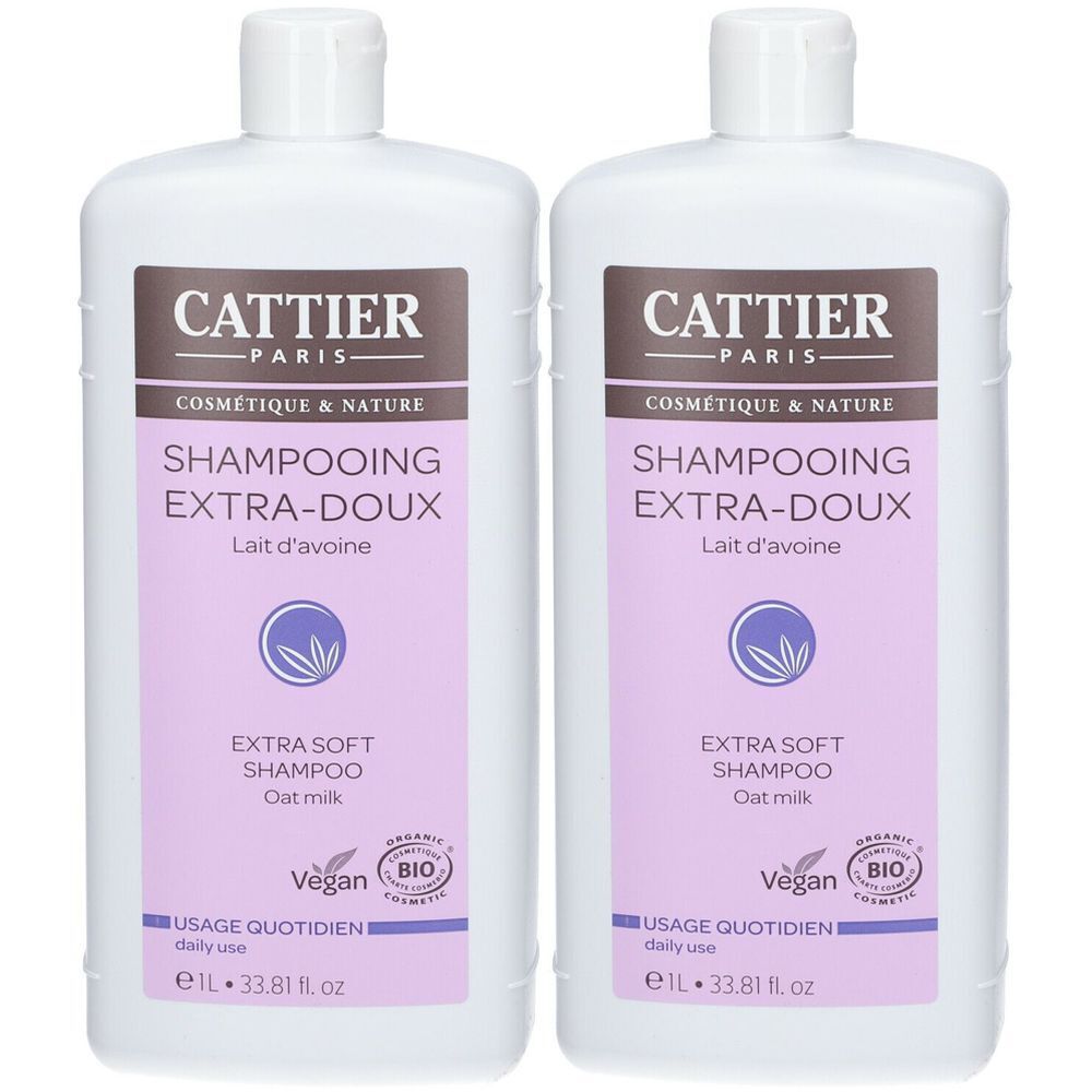 CATTIER Shampooing Extra-Doux Bio Usage Quotidien 2x1000 ml shampooing