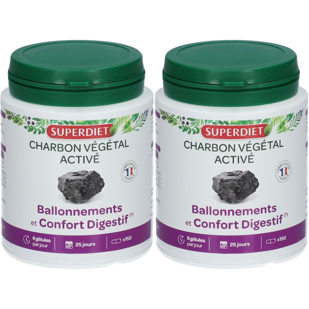SUPERDIET Charbon Végétal 2x150 pc(s) Capsule(S)