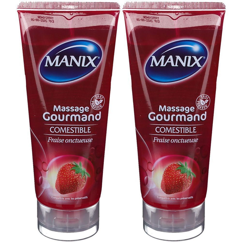 MANIX® Gel de massage gourmand fraise comestible Gel(S) 2x200 ml