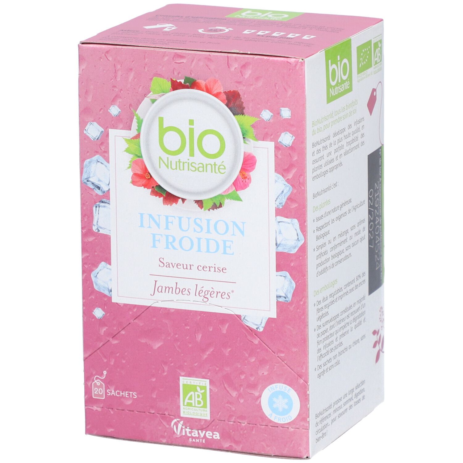 Nutrisanté Vitavea Bionutrisanté Infusion Froide Jambes Légères Saveur Cerise En Sachets Thé Instantané 20 Pc(S)