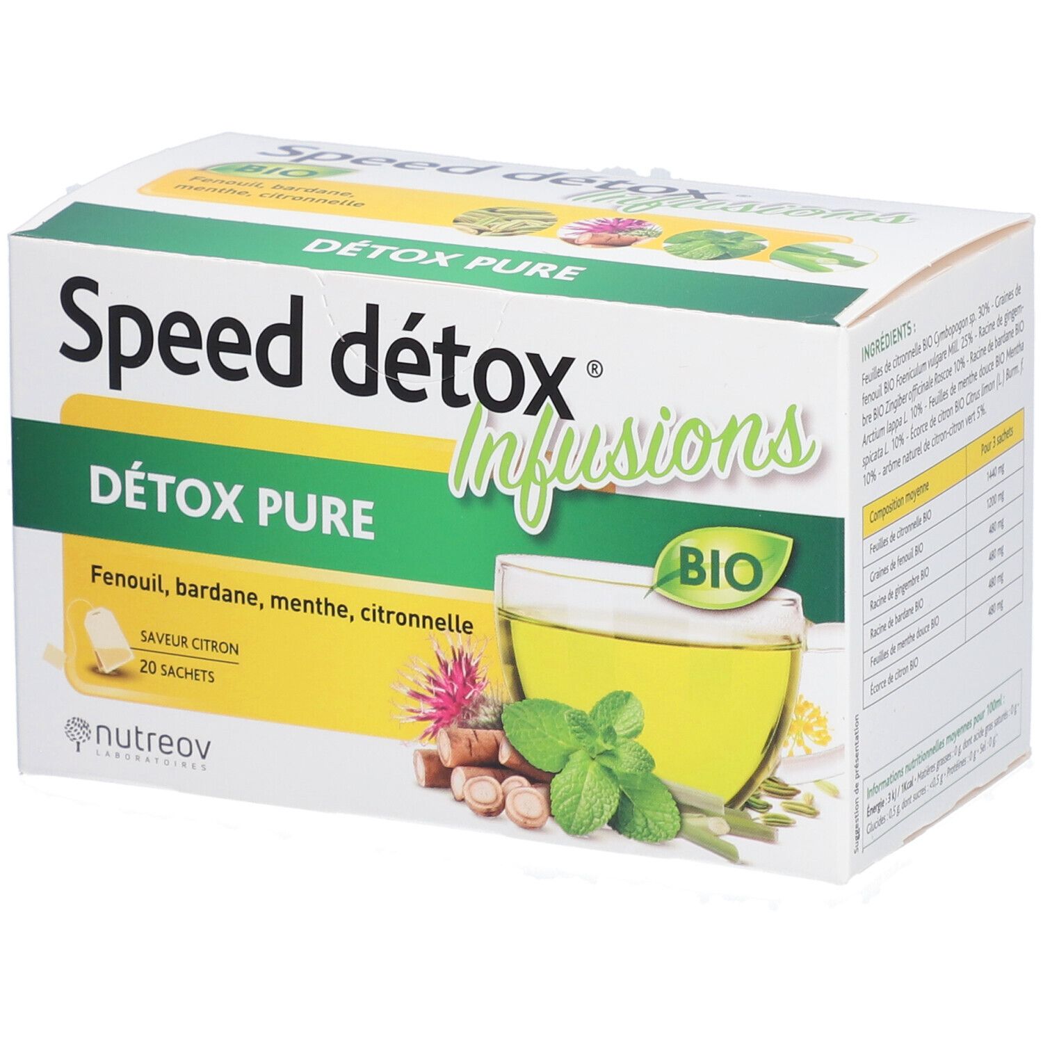 Speed Détox Infusions Détox Pure Bio Saveur Citron 2 pc(s) Thé Instantané